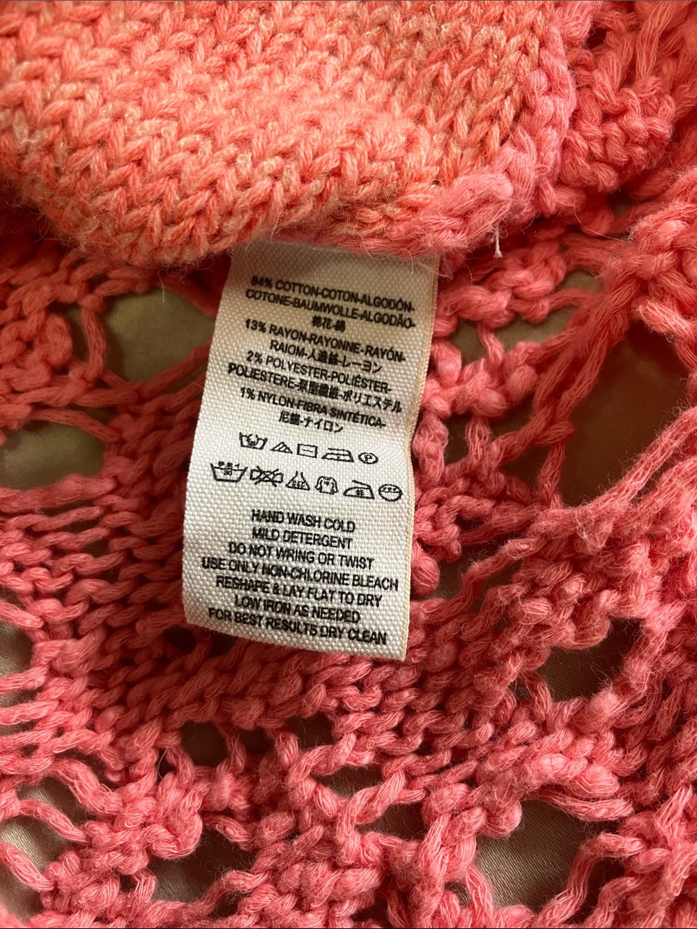 Free People Coral Pink Crochet Palm Tree Tank - Picture 6 of 7